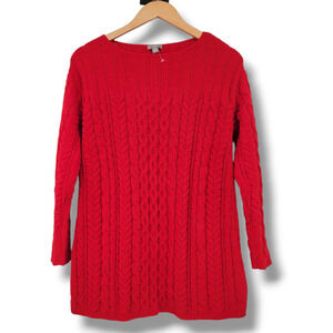 J.Jill Women's Chenille Cable Knit Tunic Sweater‎ Red Size XS Petite